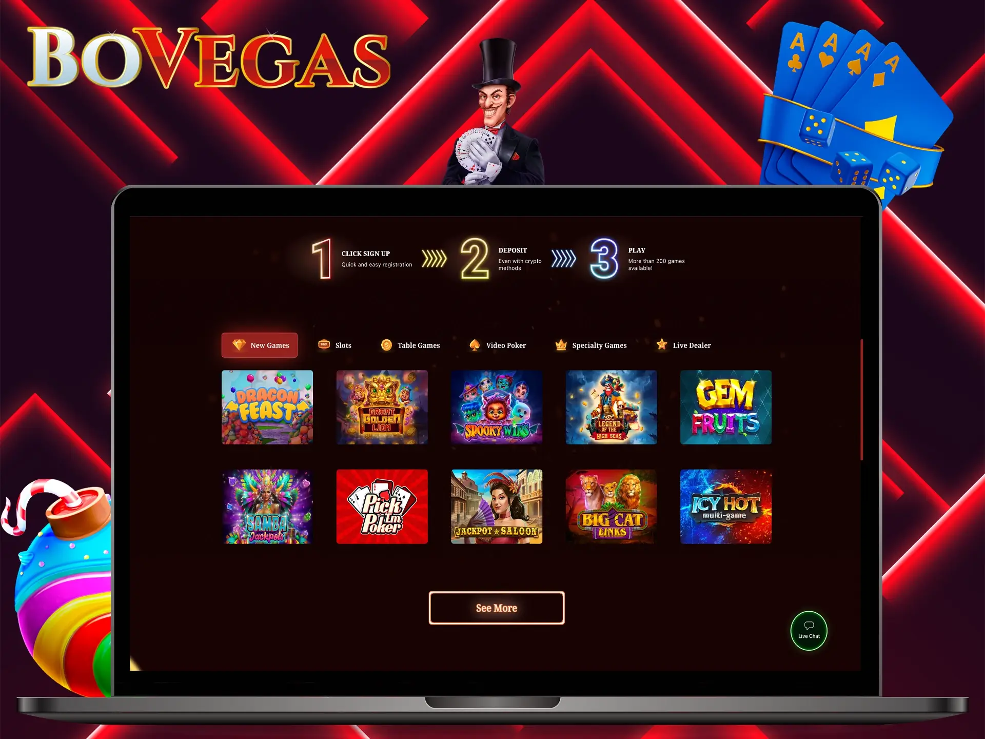 At BoVegas Casino anyone can find entertainment to their liking.