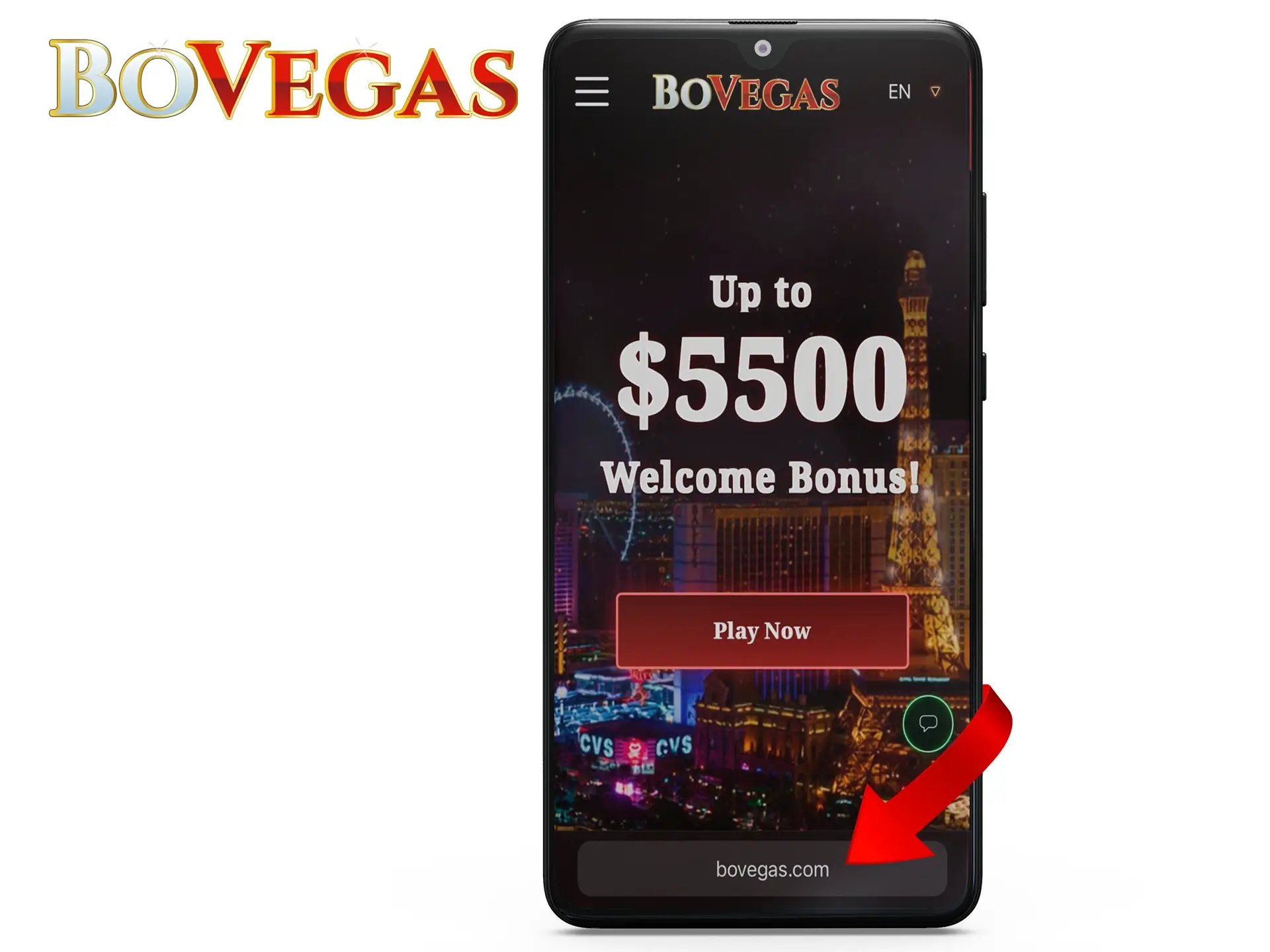 Open the BoVegas website in any web browser on your Android device.
