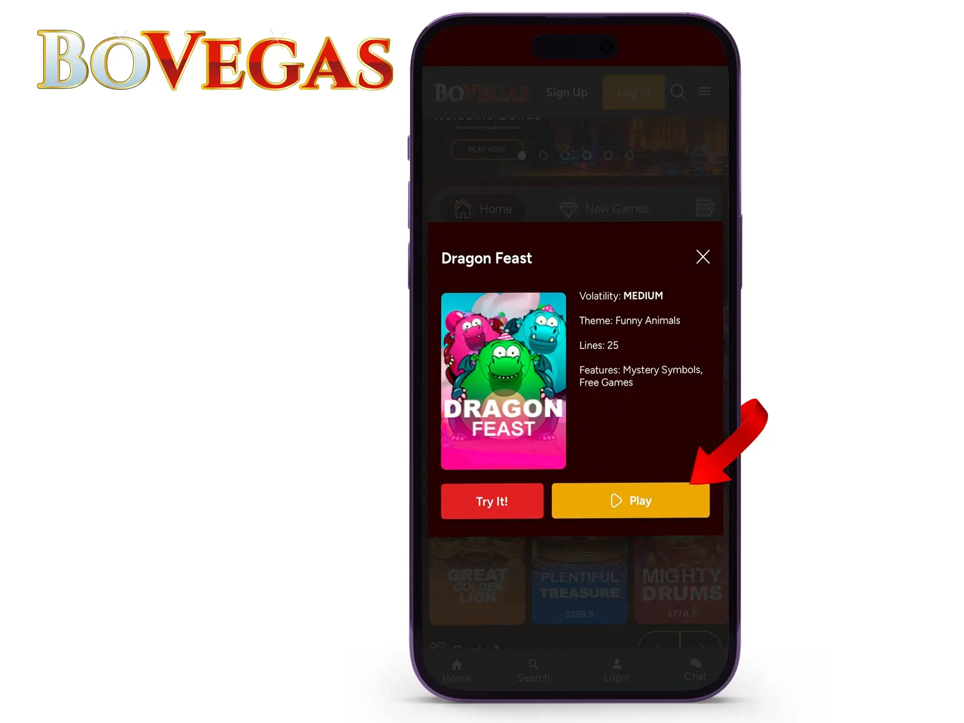 Use BoVegas mobile version to play casino on iOS devices.