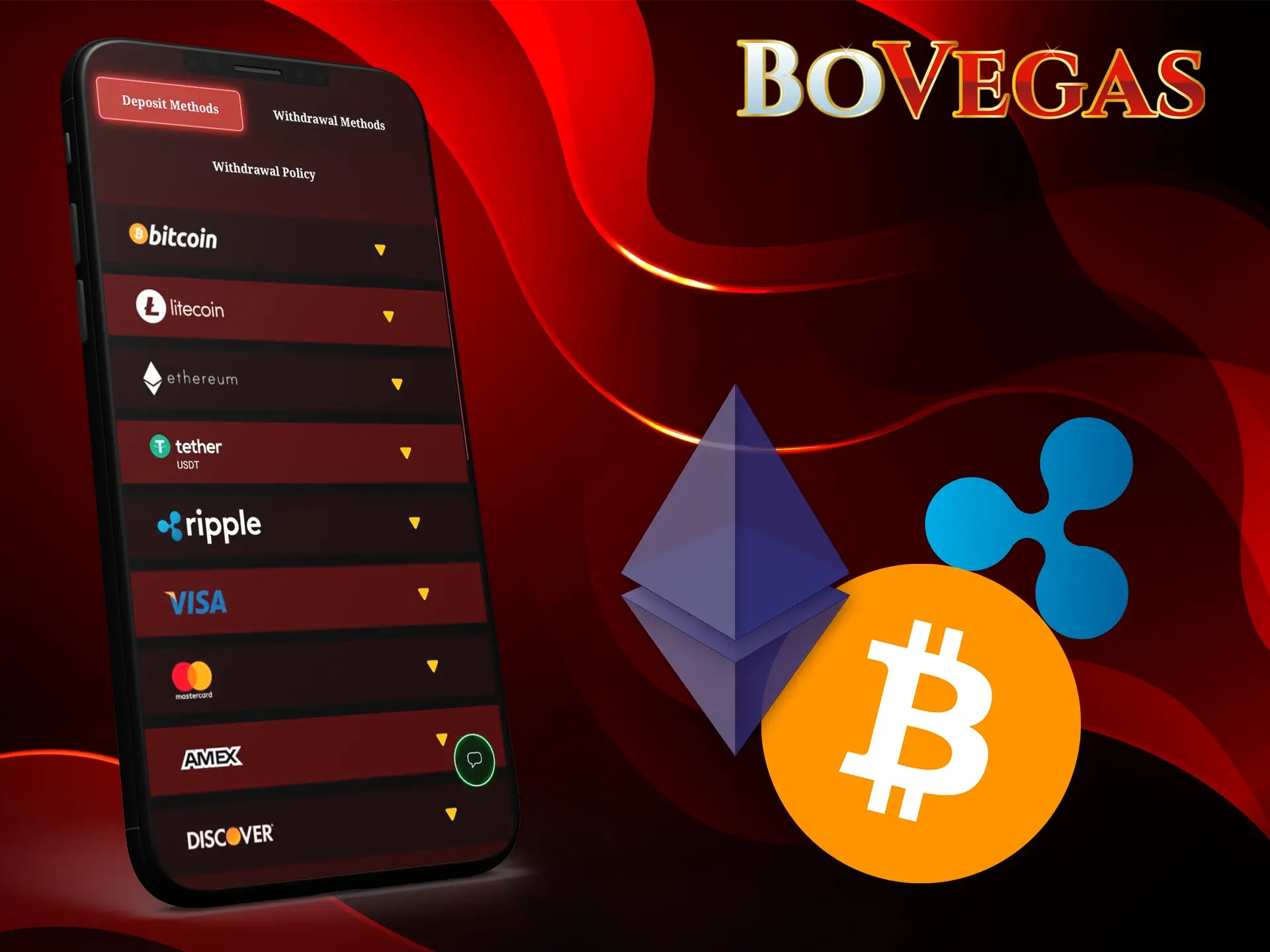 BoVegas mobile version accepts many popular payment methods in Australia.