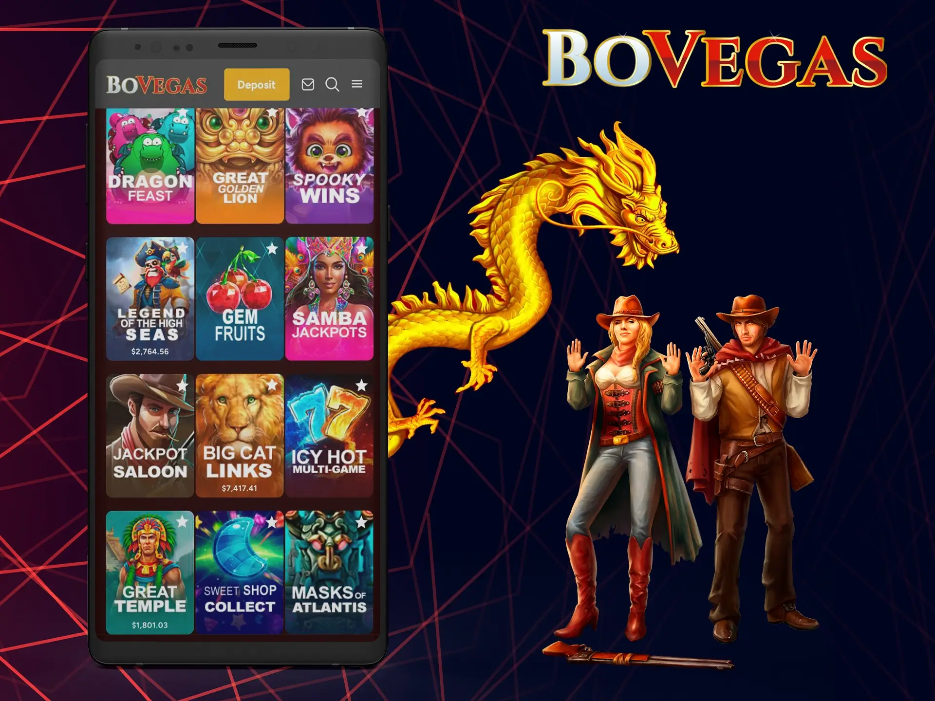 You can play slot games through the BoVegas casino mobile version.