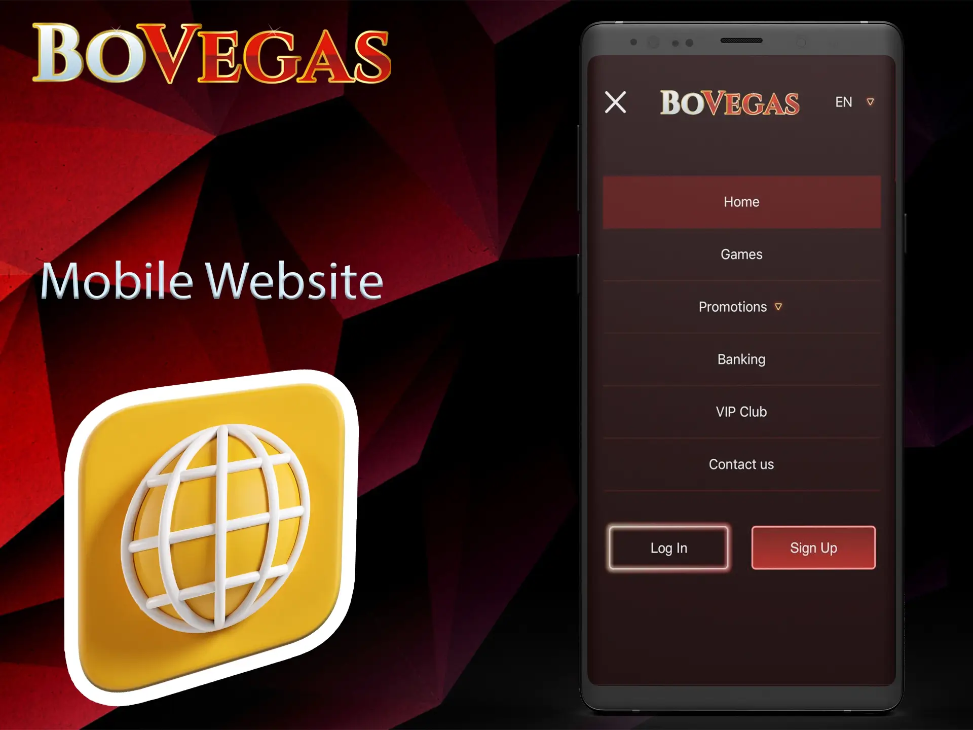Use the mobile version of the BoVegas website to place bets with your phone.