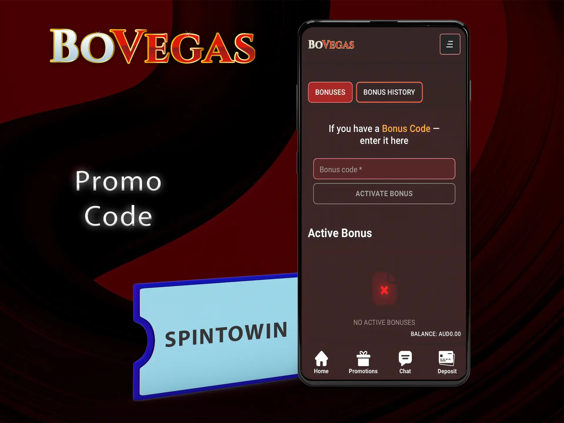Use the promo code in the BoVegas app when registering.