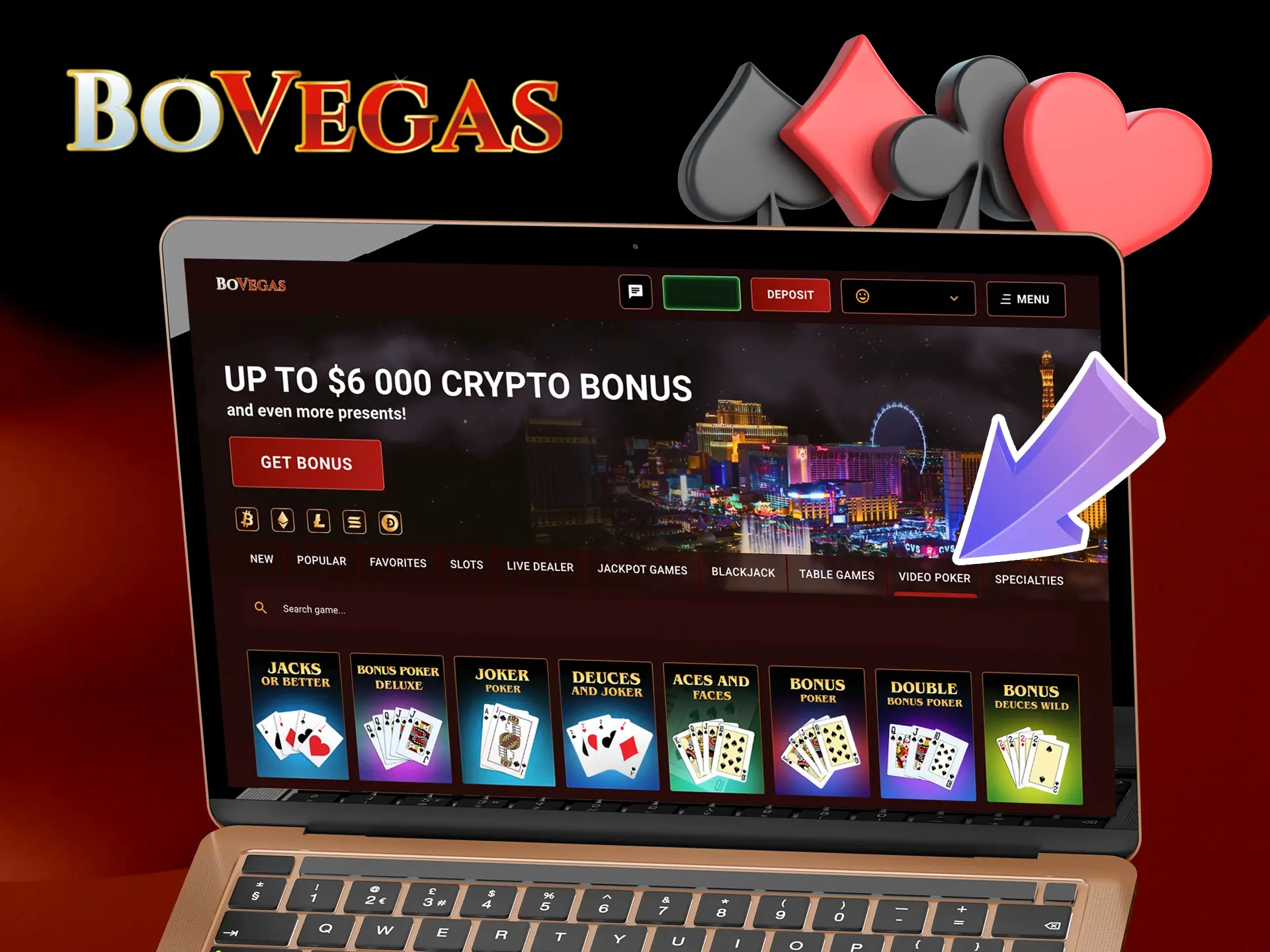 Log in to your personal BoVegas Casino account and start playing and competing in poker.