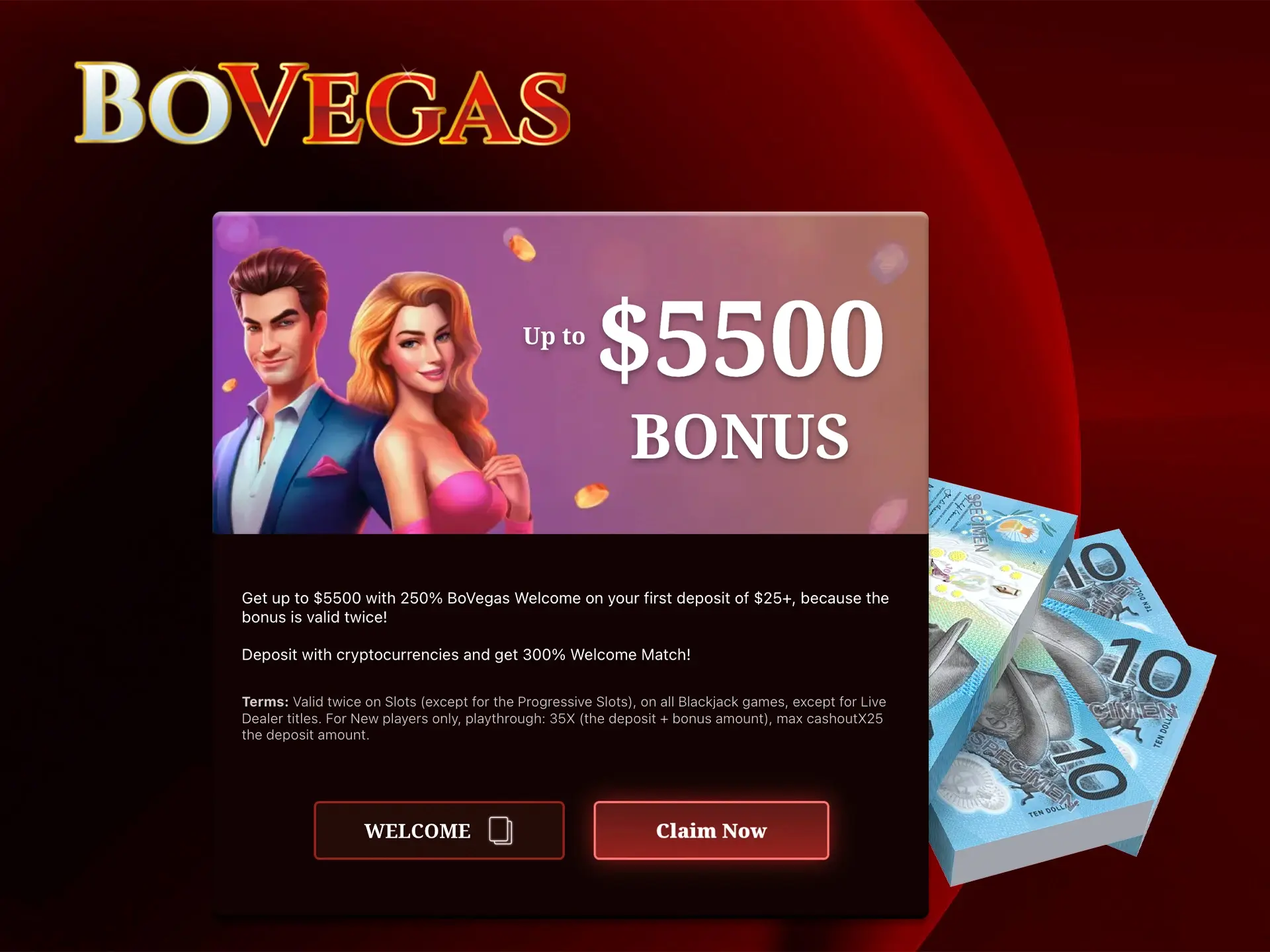 Guaranteed bonus from BoVegas will give you great opportunities to win a lot and constantly.