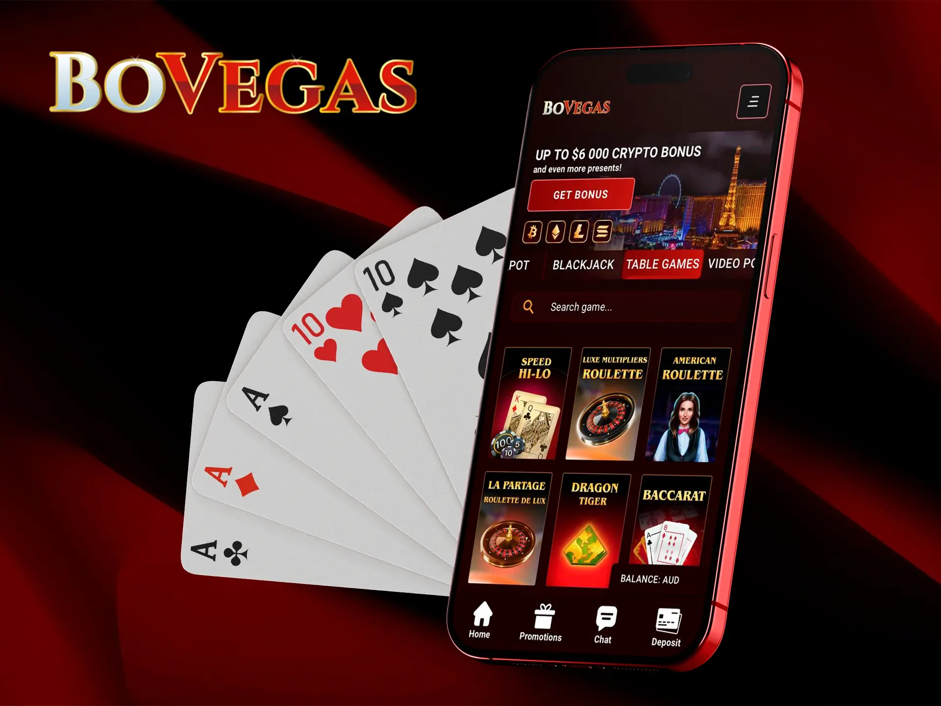 The BoVegas app gives you instant full access to your favourite casino table games.