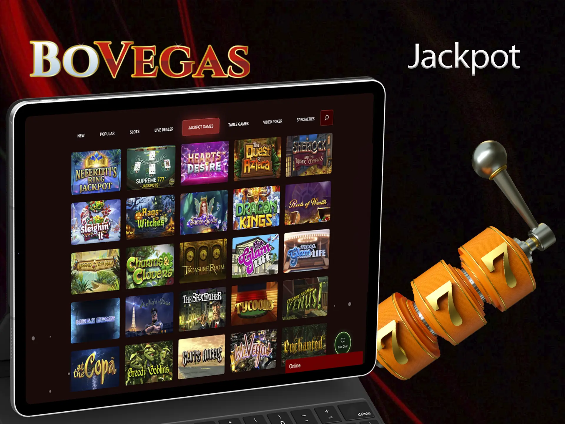 Try your luck in the most lucrative jackpot games from BoVegas Casino.