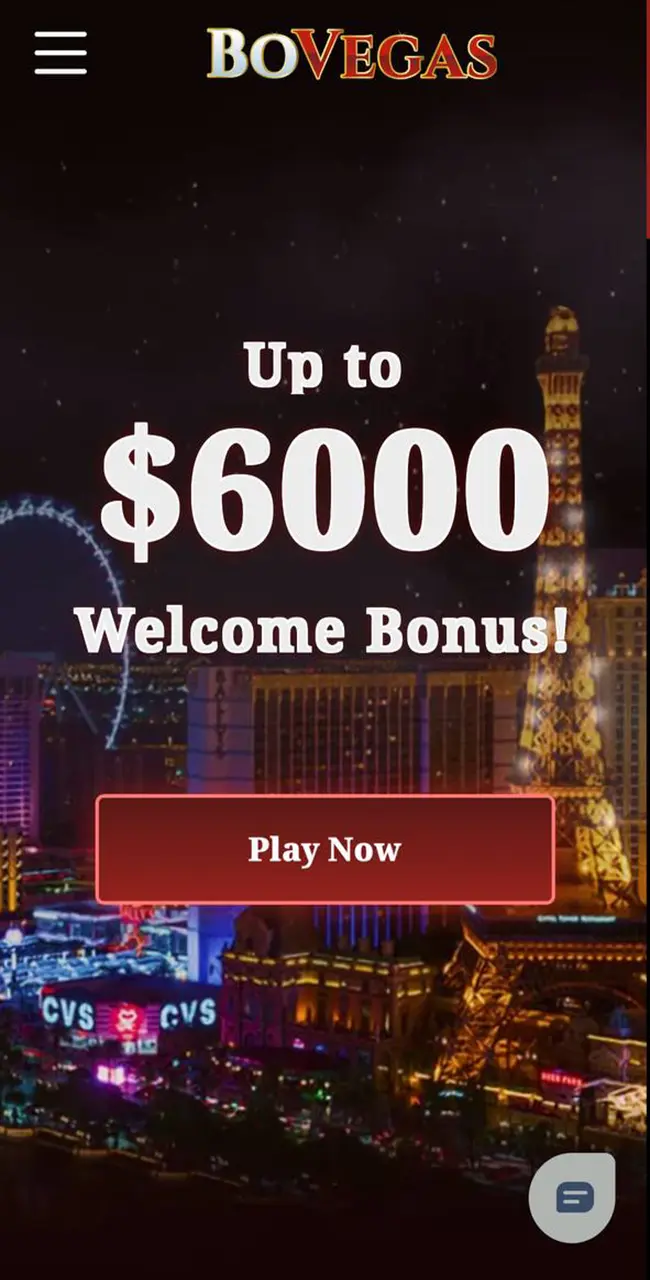 Home page at BoVegas Casino.